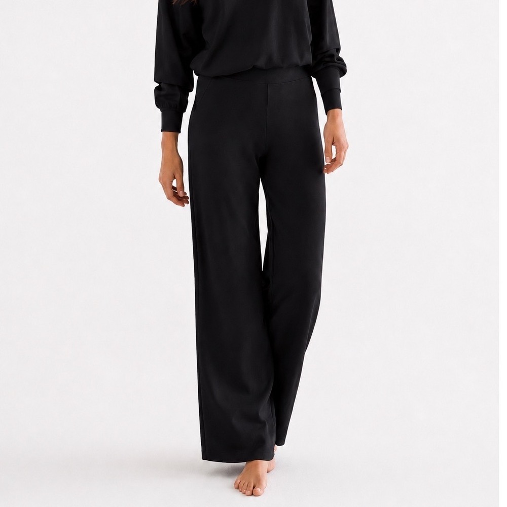AYR The High Hopes Black Wide Leg Pants XS Pima Cotton Modal Quiet Luxury